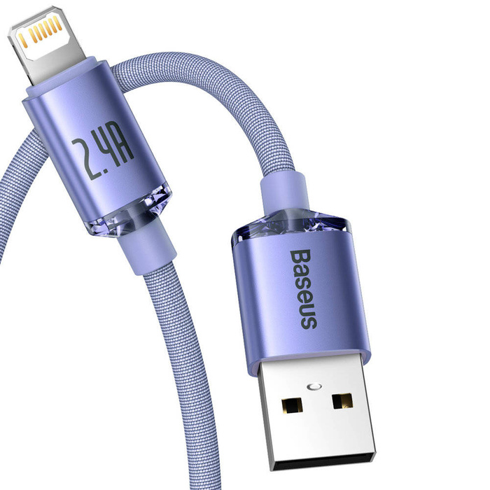 Baseus Crystal Shine Serie Schnelllade-Datenkabel USB Typ A auf Lightning 2.4A 2m lila (CAJY000105)