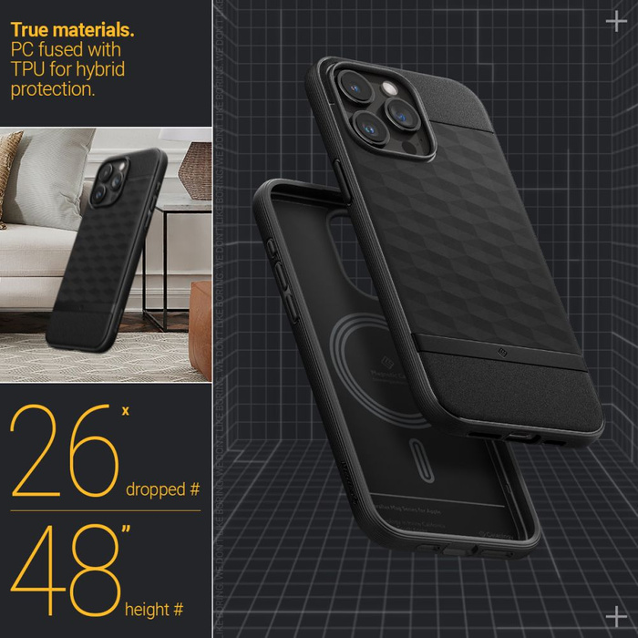 Obal Caseology Parallax Mag MagSafe iPhone 15 Pro MATTE Black Case
