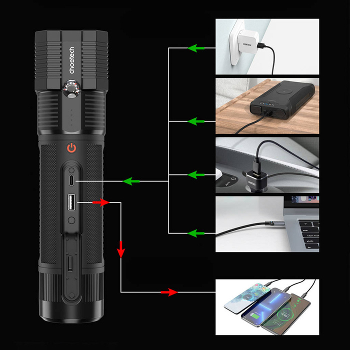 Choetech jump starter con powerbank 8000mAh - torcia LED nera (TC0016)