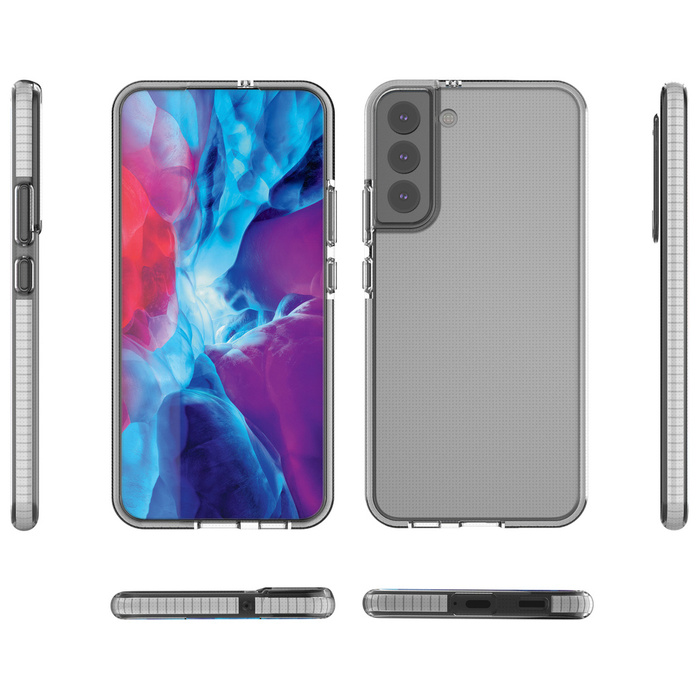 Pružinový Case gelový kryt pouzdro s barevným rámečkem pro Samsung Galaxy S22+ (S22 Plus) tmavě modrý