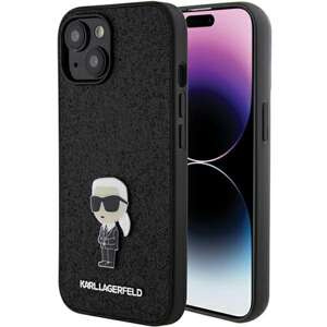 Karl Lagerfeld KLHCP15SGKNPSK iPhone 15 6.1" schwarz/schwarz hartcase Fest Glitter Ikonik Logo Metall Pin