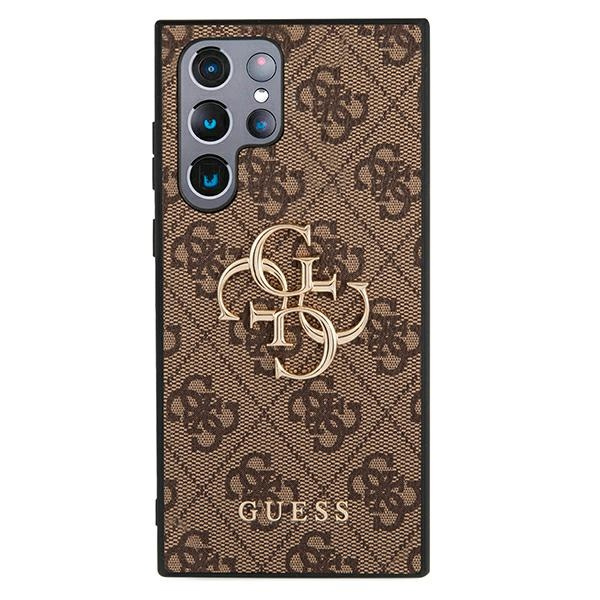 Funda GUESS Samsung Galaxy S22 Ultra 4G Big Metal Logo Marrón Hardcase