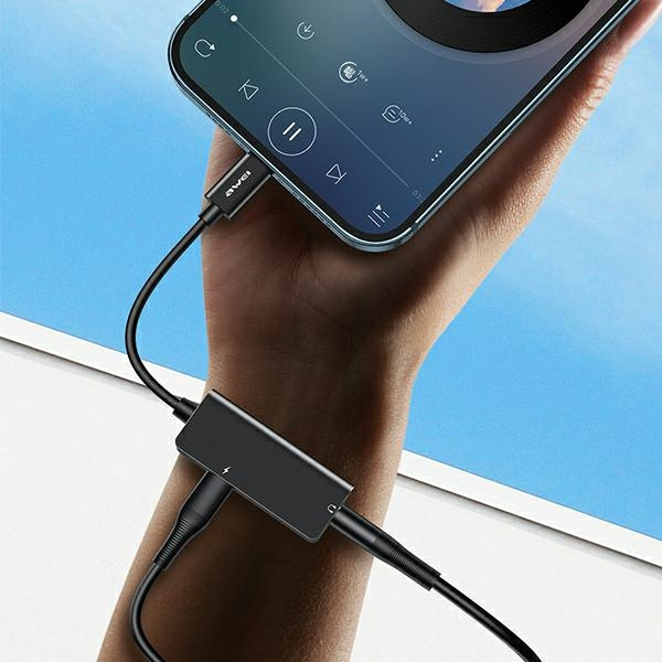 AWEI Adaptateur CL-121 Lightning/ Jack 3.5 2in1 noir/noir