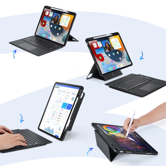 Dux Ducis DK Series Bluetooth-Tastaturhülle für Apple iPad Pro 12.9 (2020/2021/2022) – Schwarz