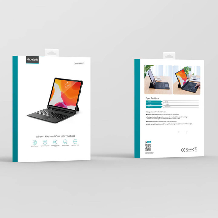 Choetech Keyboard Case Cover para iPad Pro 12.9 "2020 / 2021 Teclado inalámbrico Bluetooth Negro (BH-015)