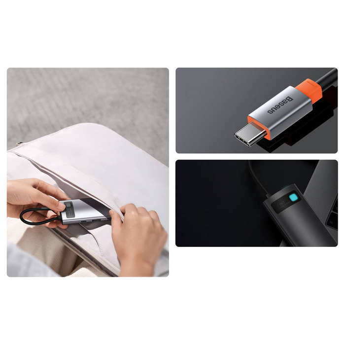 Baseus Metal Gleam Series multifunktionaler HUB USB 7in1 Typ C HDMI TF PD Kartenleser grau (WKWG020113)