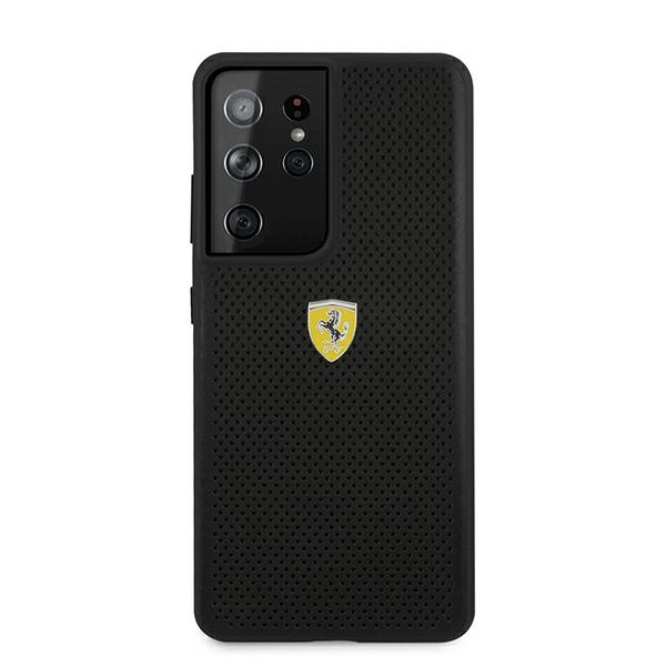 Pouzdro FERRARI Samsung Galaxy S21 Ultra G996 On Track Perforované pevné pouzdro FESPEHCS21LBK Black