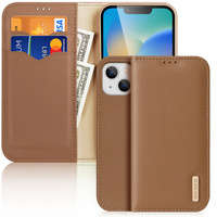 Dux Ducis Hivo Flip Cover in Pelle Portafoglio in Vera Pelle per Carte e Documenti iPhone 14 Plus Marrone