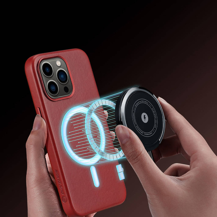 Dux Ducis Naples Hülle für iPhone 13 Pro Lederhülle (MagSafe kompatibel) rot