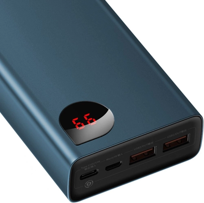 Baseus Adaman power bank 2x USB / 1x USB tipo C / 1x micro USB 20000mAh 65W Quick Charge 4.0 Power Delivery Blu (PPIMDA-D03)