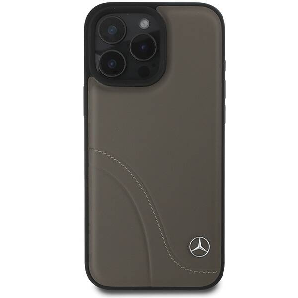 Etui Mercedes iPhone 16 Pro Max 6.9" brązowy/brown hardcase MB Curved Stitches Leather