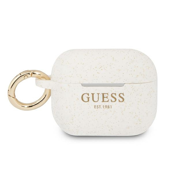 Guess GUAPSGGEH AirPods Pro cover white / white Silicone Glitter