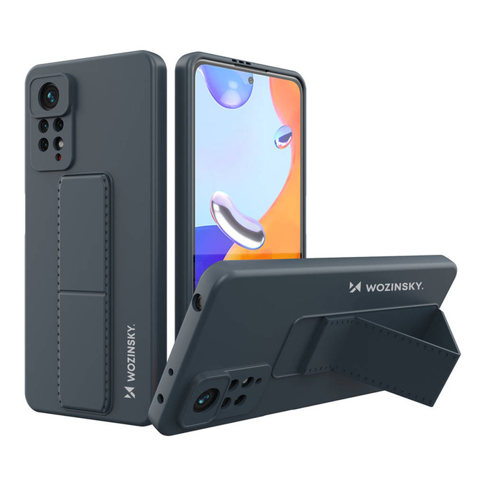Wozinsky Kickstand Case rugalmas szilikon állvány burkolat Xiaomi Telefontok Note 11 Pro + / 11 Pro sötétkék