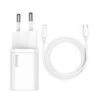 Baseus Super Si 1C schnelles Ladegerät USB Typ C 20 W Power Delivery + kabel USB Typ C - Lightning 1 m weiß (TZCCSUP-B02)