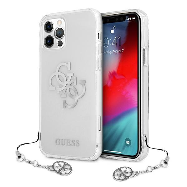 Case Guess GUHCP12LKS4GSI iPhone 12 Pro Max 6.7 "Transparent hardcase 4G Silver Charms Collection CASE