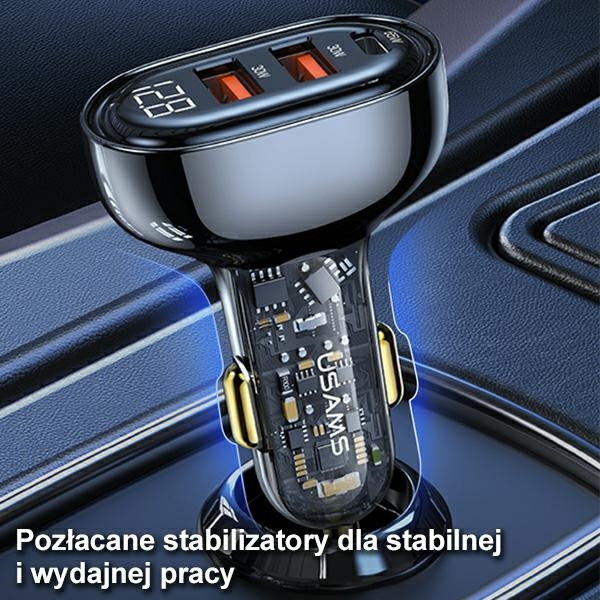 USAMS Charg. sam. 1xUSB-C 2xUSB-A 125W Fast Charge transparent blue CC158CC02 (US-CC158)