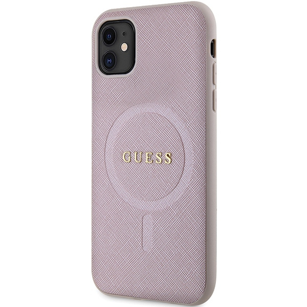 Case Guess GUHMN61PSAHMCP iPhone 11 / Xr 6.1" pink/pink hardcase Saffiano MagSafe Case