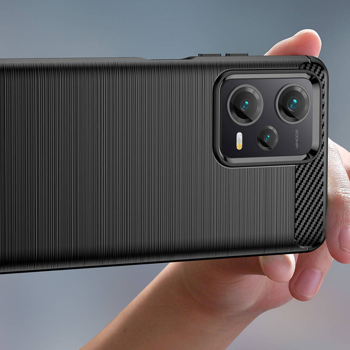 Custodia Carbon Case per Xiaomi Redmi Note 12 Pro+ cover in carbonio flessibile in silicone nero