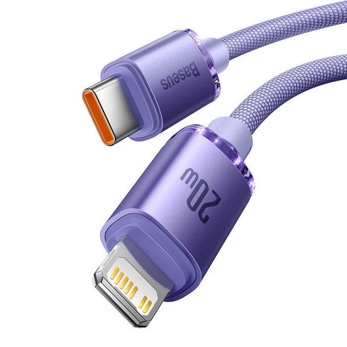 Baseus crystal shine series fast charging data cable USB Type C to Lightning 20W 2m purple (CAJY000305)
