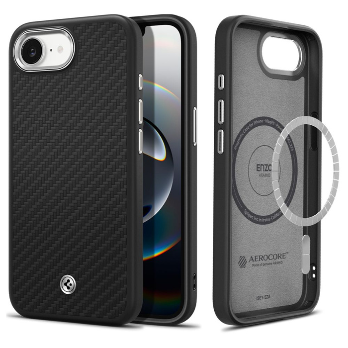 SPIGEN ENZO ARAMID MAG MAGSAFE IPHONE 16E MATT SCHWARZ