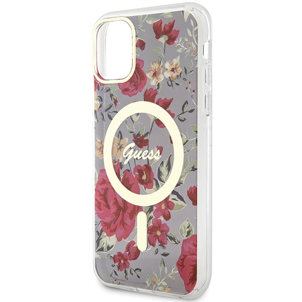 Guess GUHMN61HCFWSA iPhone 11 / Xr 6.1" vert/kaki durcase Fleur MagSafe