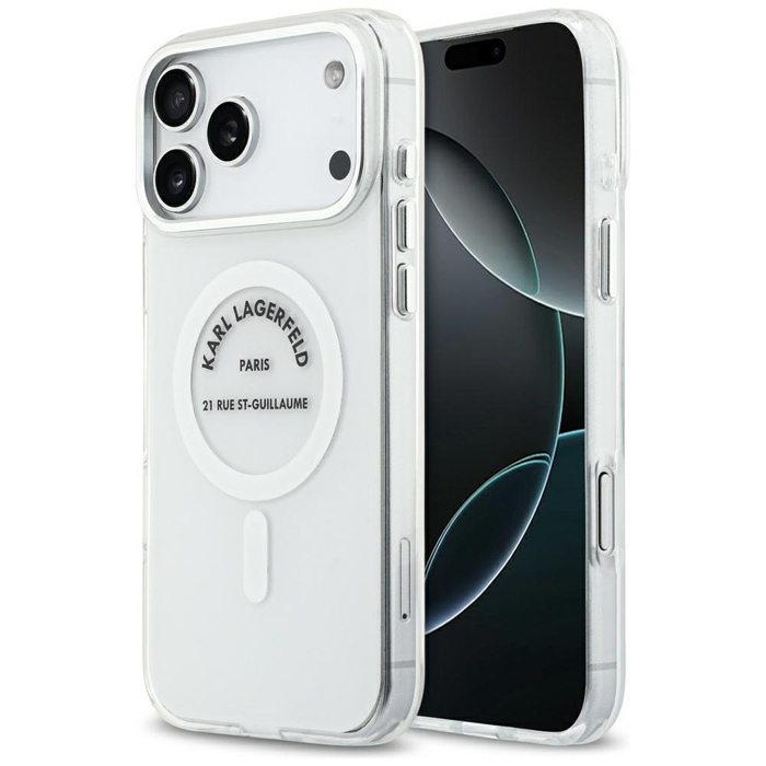 Etui Karl Lagerfeld IML Karl RSG Logo    MagSafe do iPhone 17 Pro Max przezroczysty