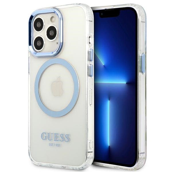 Case GUESS Apple iPhone 13 Pro Max Metal Outline MagSafe Blue Hardcase