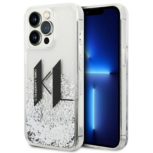 Hülle Karl Lagerfeld iPhone 14 Pro 6.1" silber/silber hartcase Liquid Glitter Big KL