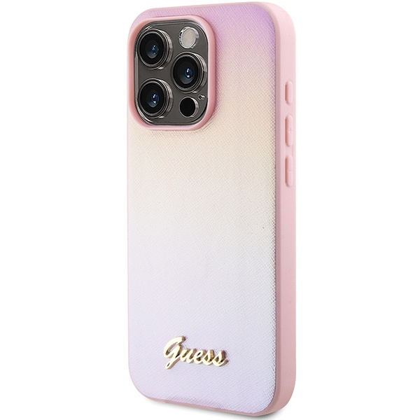 Etui Guess GUHCP14XPSAIRSP iPhone 14 Pro Max 6.7" różowy/pink hardcase Saffiano Iridescent Script Case