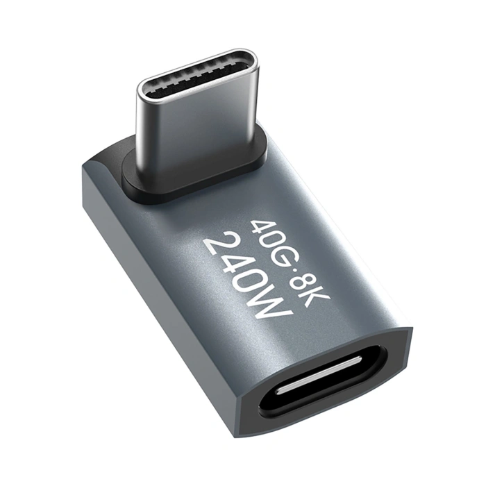 Przejściówka kątowa Wozinsky WPKF-01 USB-C - USB-C 40Gb/s 240W 8K OTG - szara