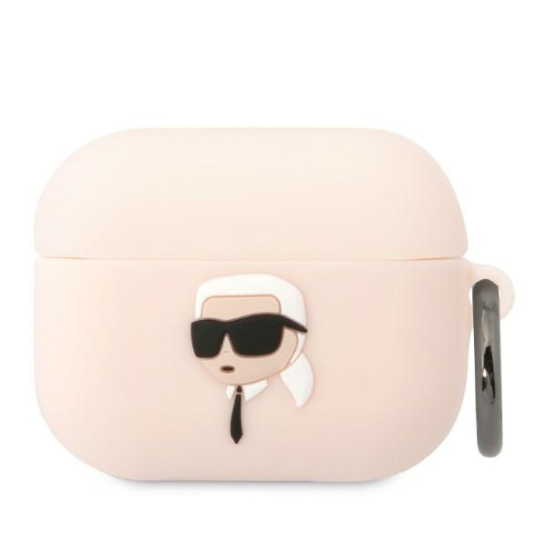 Karl Lagerfeld KLAPRUNIKP Copertura AirPods Pro rosa/rosa Silicone Karl Head 3D