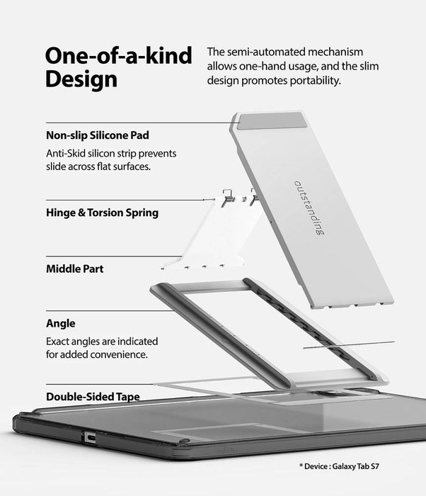Ringke Fusion Combo Outstanding Hardcover mit Gelrahmen für Samsung Galaxy Tab S7 11'' + Klebeständer Grau (FC475R40)