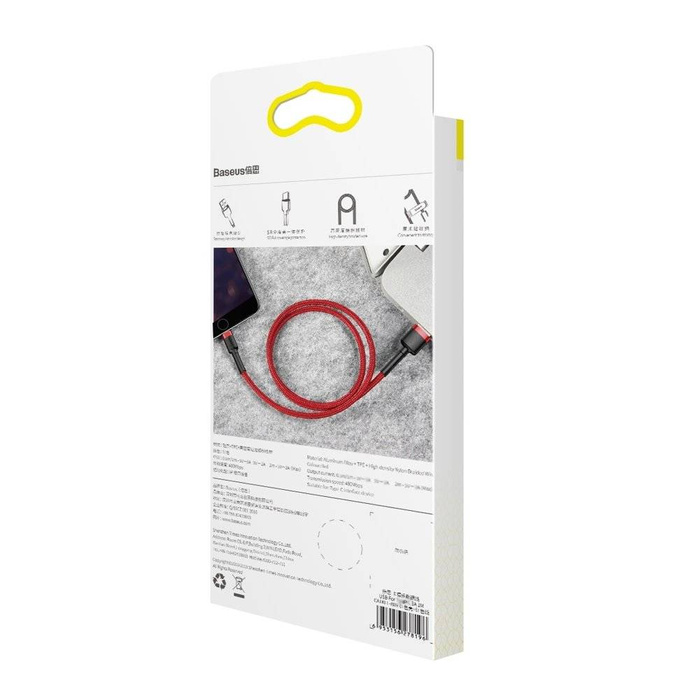 Cavo Baseus Cafule Cavo in nylon resistente USB / Lightning QC3.0 2.4A 0.5M rosso (CALKLF-A09)