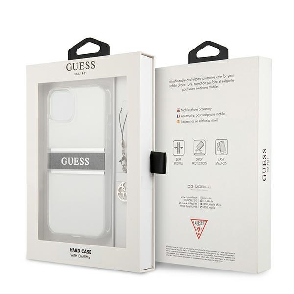 Hülle GUESS Apple iPhone 13 Mini 4G grau Riemen Charm klar Hardcase