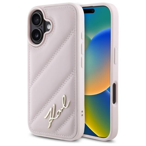 Etui Karl Lagerfeld iPhone 16 6.1" różowy/pink hardcase Quilted Signature