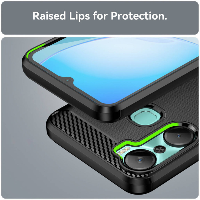 Carbon Case Hülle für Infinix Hot 12 Pro flexible Silikon Carbon Hülle schwarz