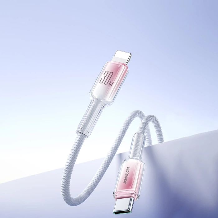 Joyroom S-A42 Crystal-Clear Series 30W USB-C – Lightning Kabel 1,2 m – Weiß