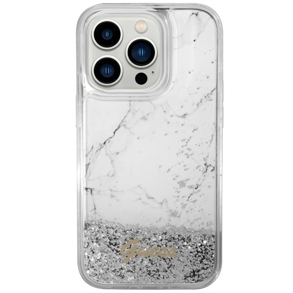 Funda Guess GUHCP14LLCSGSGH iPhone 14 Pro 6.1" blanco/blanco durocase Liquid Glitter Mármol Case