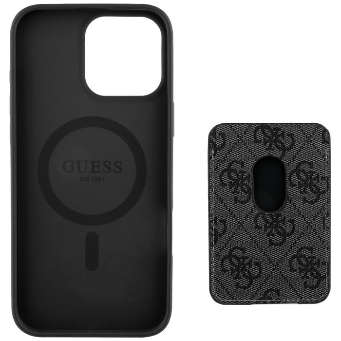 Etui Guess 4G Stripes z portfelem         Magsafe do iPhone 16 Pro Max czarny