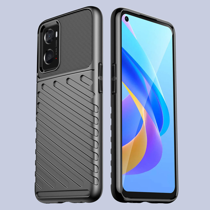 Funda blindada flexible Thunder Case para Oppo A76 / Oppo A36 / Realme 9i negra