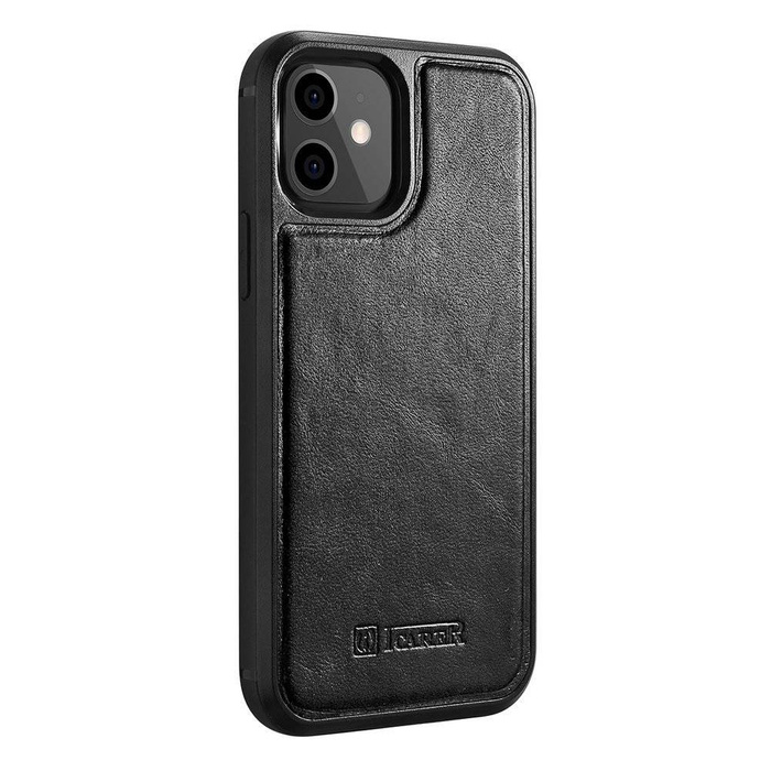 iCarer Leather Oil Wax coque en cuir véritable pour iPhone 12 mini noir (ALI1204-BK)