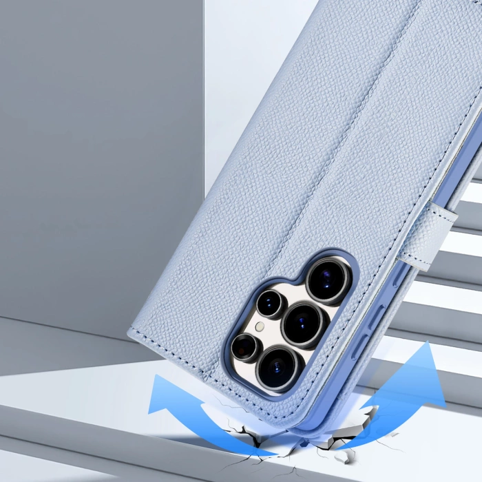 Dux Ducis Lawa Lederhülle für Samsung Galaxy S25 Ultra mit abnehmbarer magnetischer Brieftasche – Blau