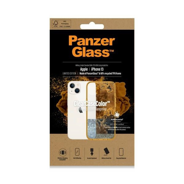 PanzerGlass ClearCase iPhone 13 6.1" Antibakteriell Militärische Qualität Tangerine 0333