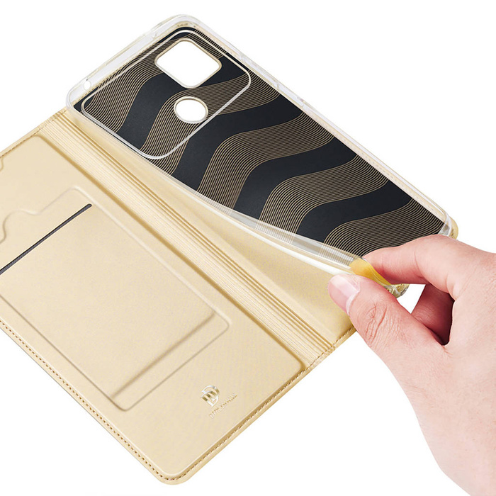 Dux Ducis Skin Pro obal Xiaomi Poco C40 flip cover card wallet stand gold