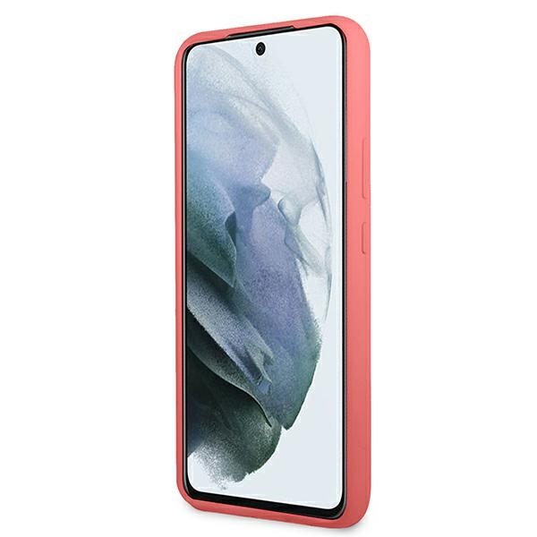 Telefontok Samsung Galaxy S22 Plus szilikon Script fém logó, fukszia kemény tok