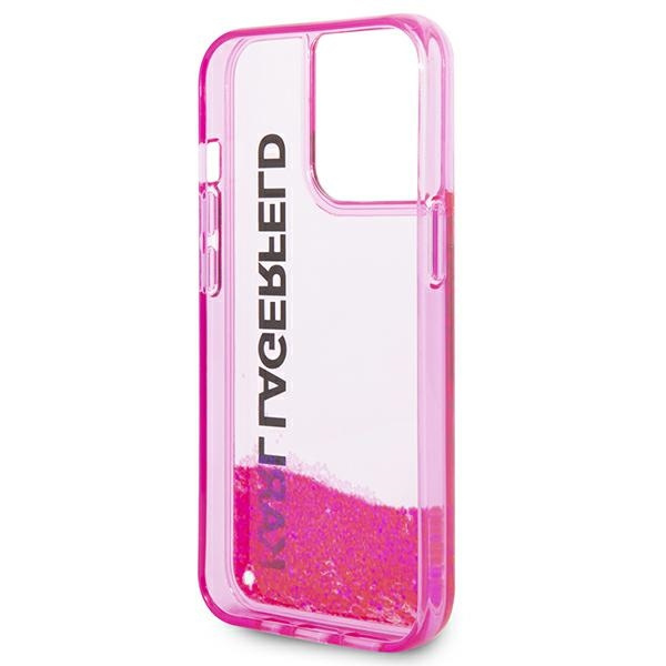 Hülle KARL LAGERFELD Apple iPhone 14 Pro Max Liquid Glitter Elong Rosa Hartcase