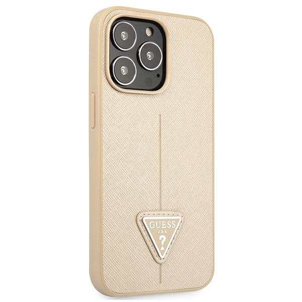Coque GUESS Apple iPhone 13 13 Pro Saffiano Triangle Logo Beige Hardcase