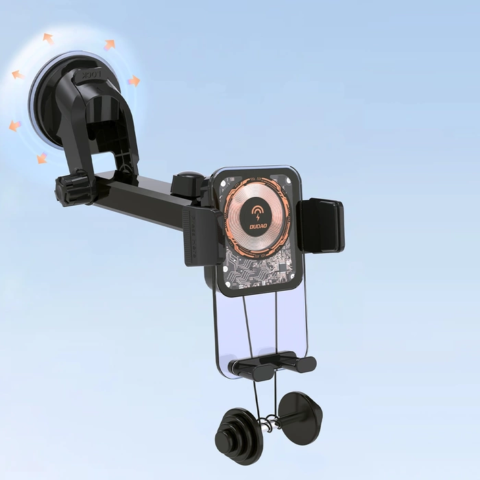 Support voiture à pince Dudao F19 avec chargeur inductif 15W - noir