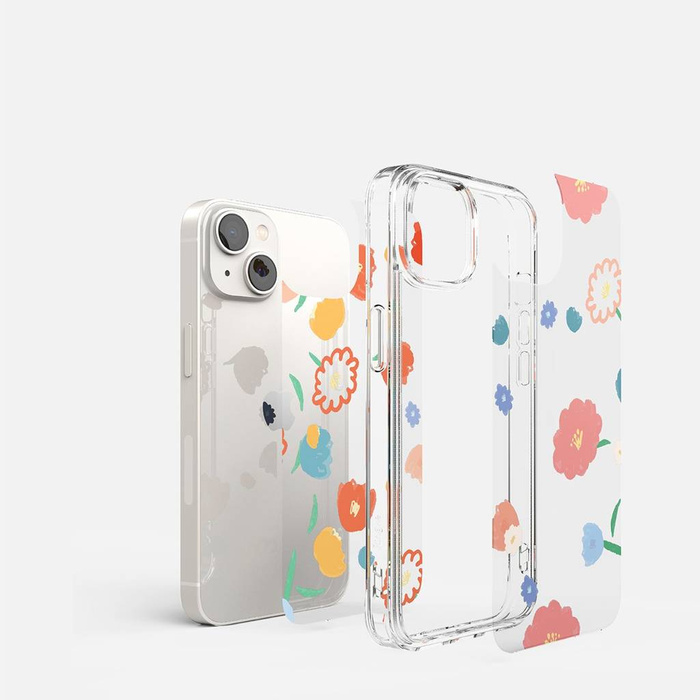 Ringke Fusion Design Housse blindée avec cadre en gel pour iPhone 14 Plus transparent (Floral) (FD637E31)