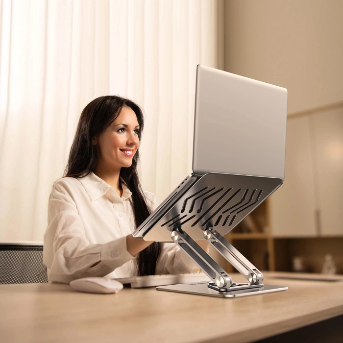 Wozinsky WRS-CPY84SS Aluminium-Laptopständer + Gratis! Smartphone-Ständer – Silber